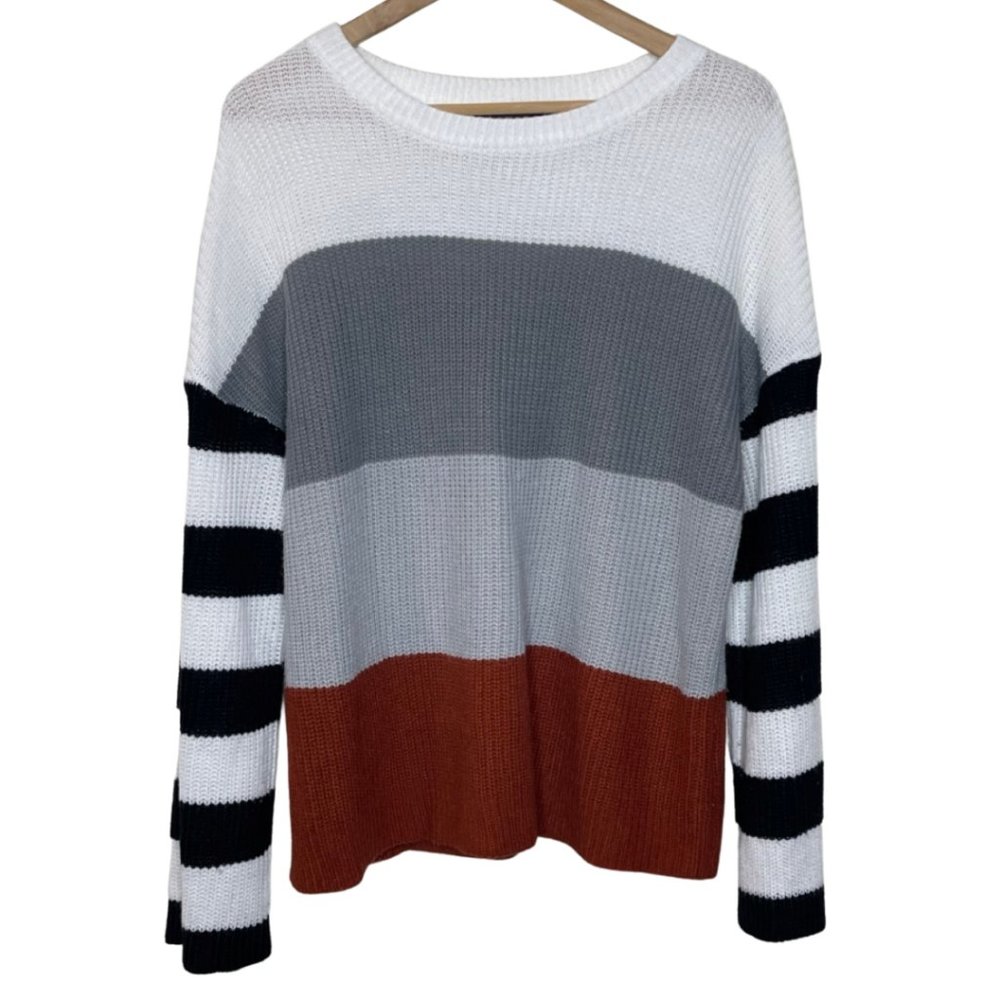 ZESICA | Color Blocked Long Sleeve Loose Knit Sweater | Size L - Picture 1 of 9